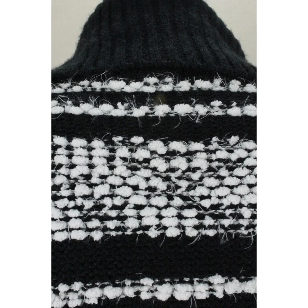 Calvin Klein Cowl Neck Sweater Cape  L/XL Black White Chunky‎ Long Sleeve